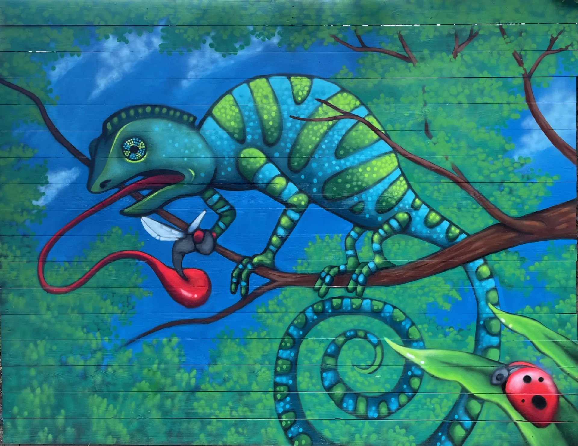 Chameleon mural in Austin, TX