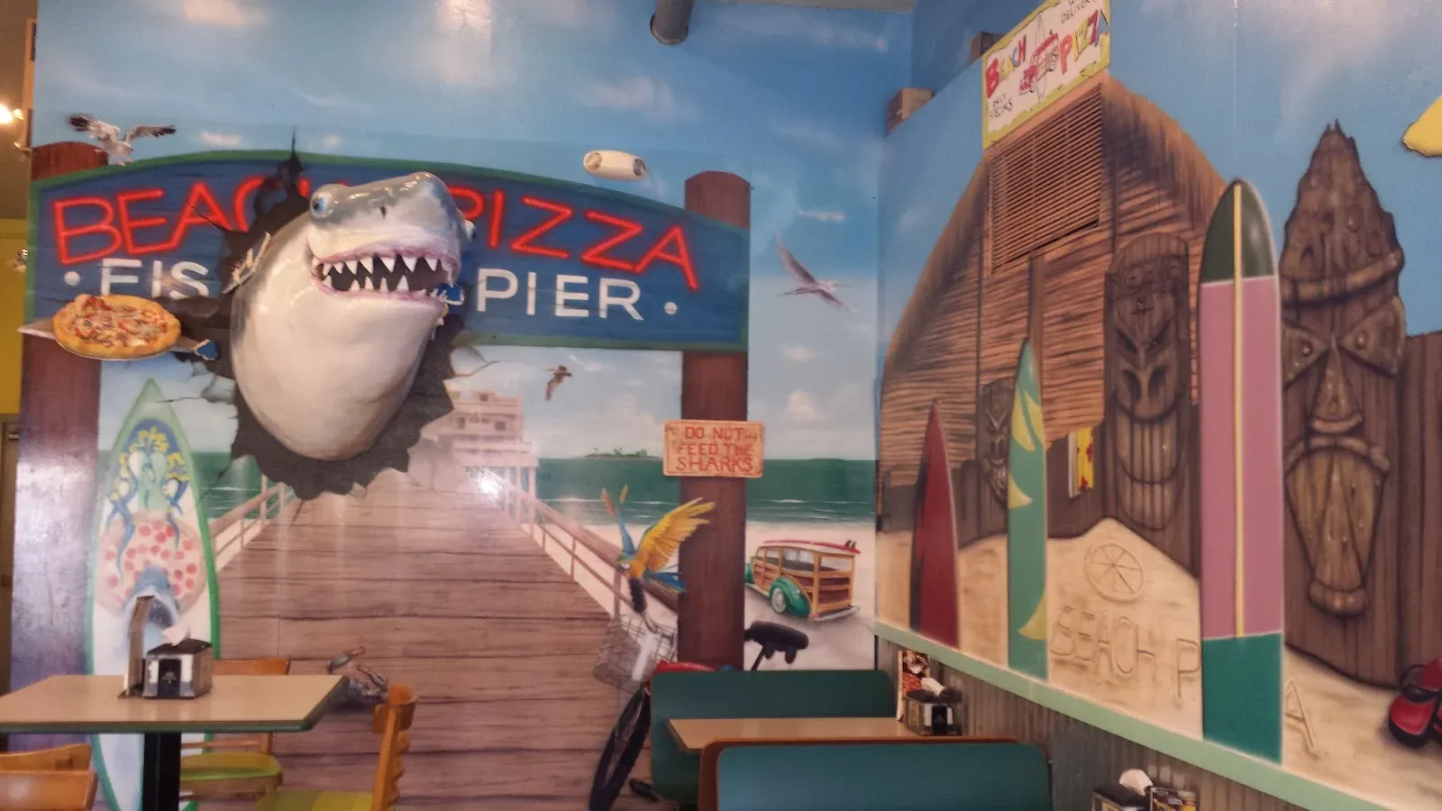 Shark Pizza Pier Beach Scene Mural in St. Petersburg, FL