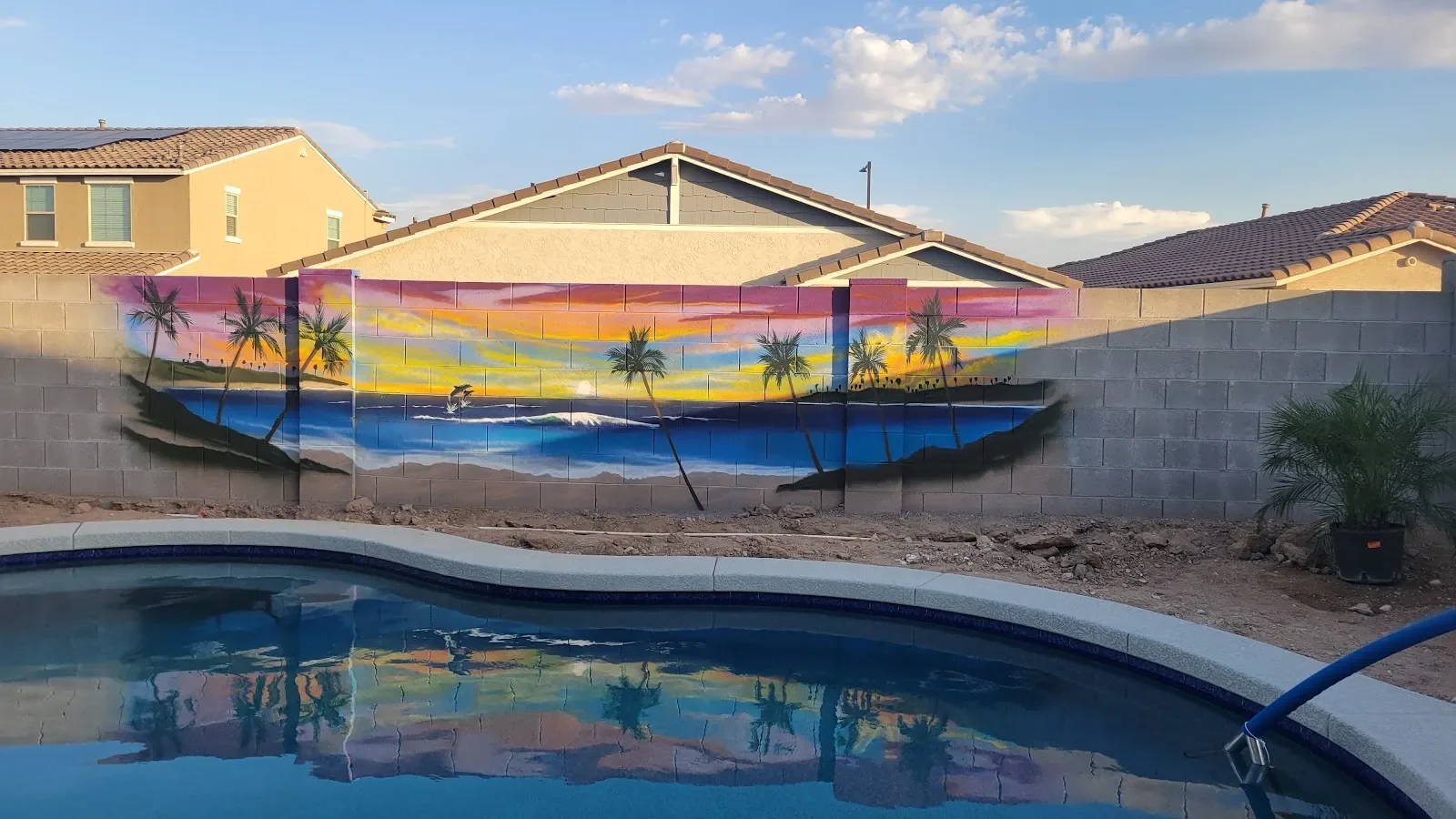 Tropical Sunset Over Palm Beach Waters Mural in Chandler, AZ