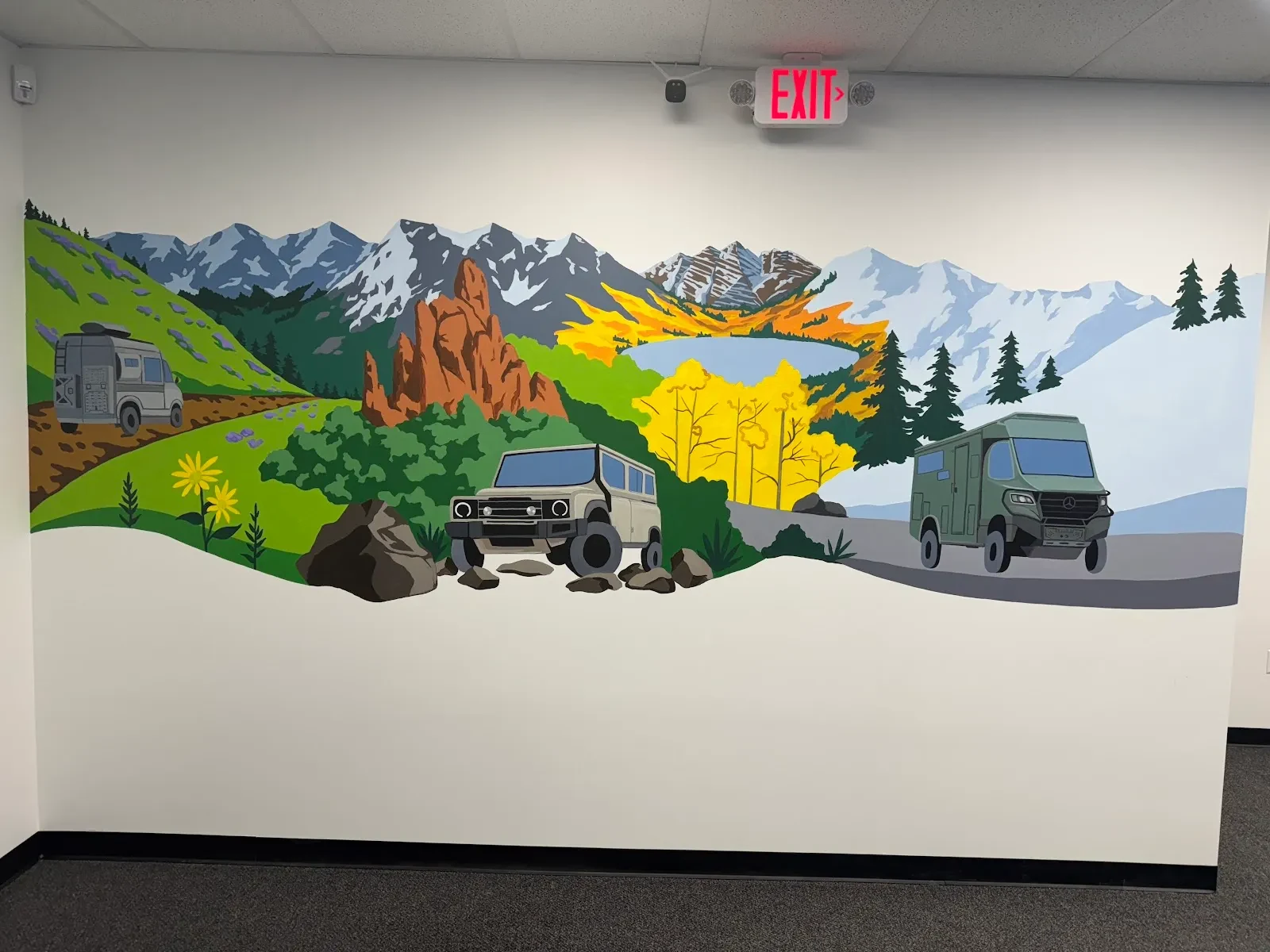 Adventure Vehicles Through Mountain Landscape Mural in Pueblo, CO