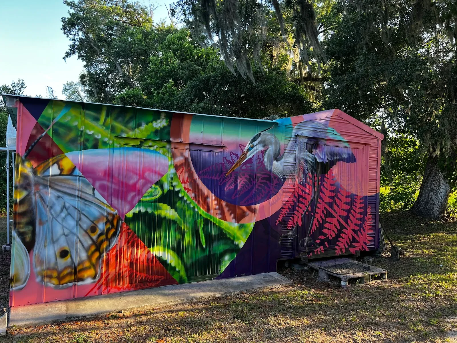 Heron and Butterfly Among Ferns Mural in Clearwater, FL