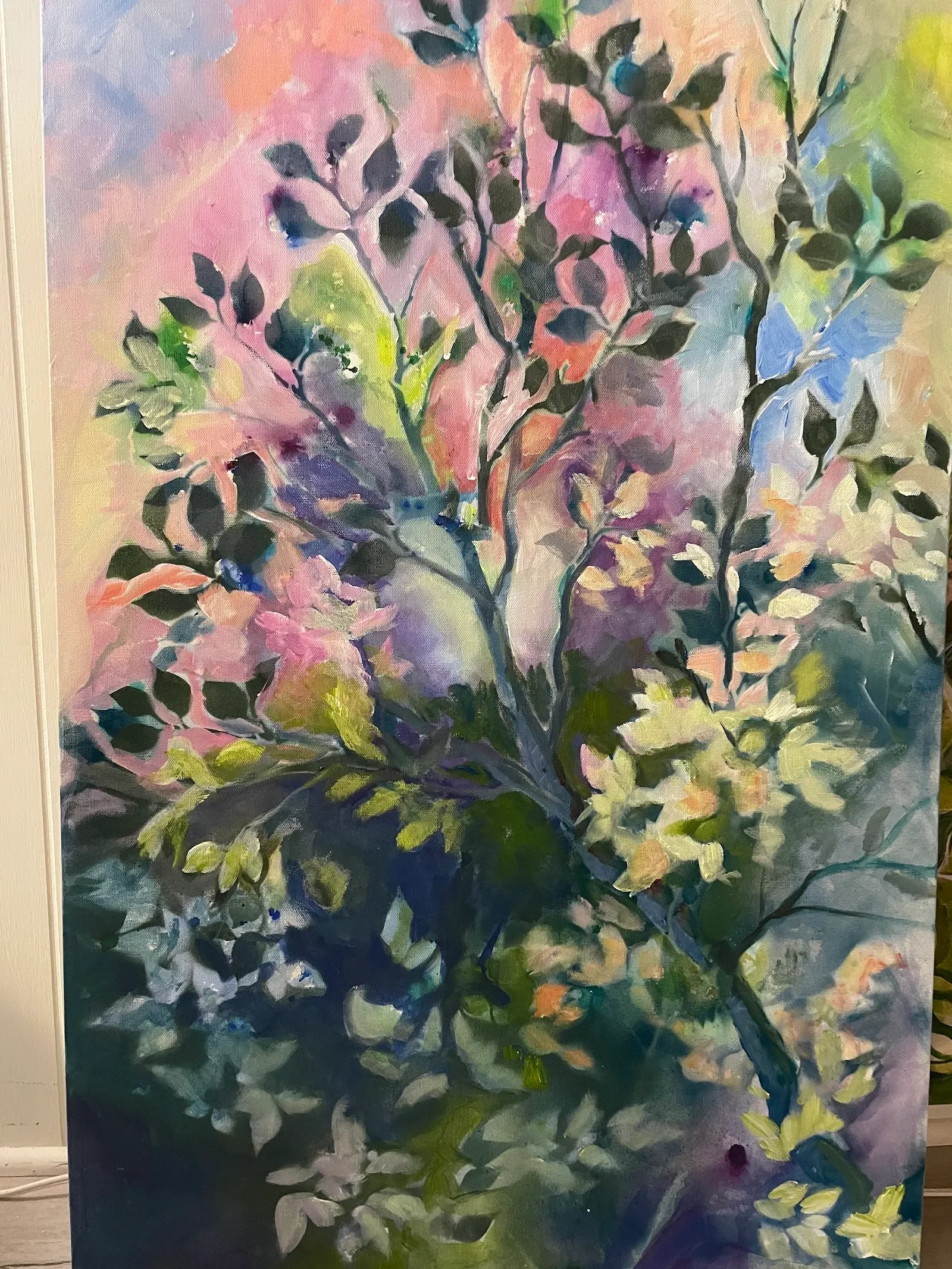 Blooming Branches in Watercolor Light Mural in San Bernardino, CA