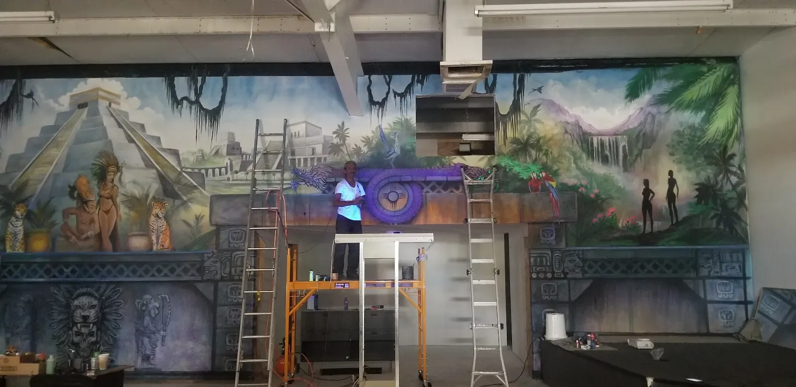Ancient Civilizations and Tropical Paradise Landscape Mural in Albuquerque, NM
