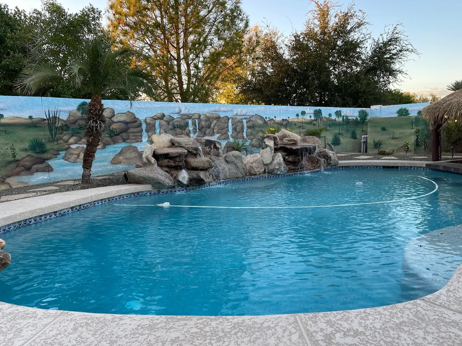 Desert Oasis Landscape with Waterfalls Mural in Mesa, AZ