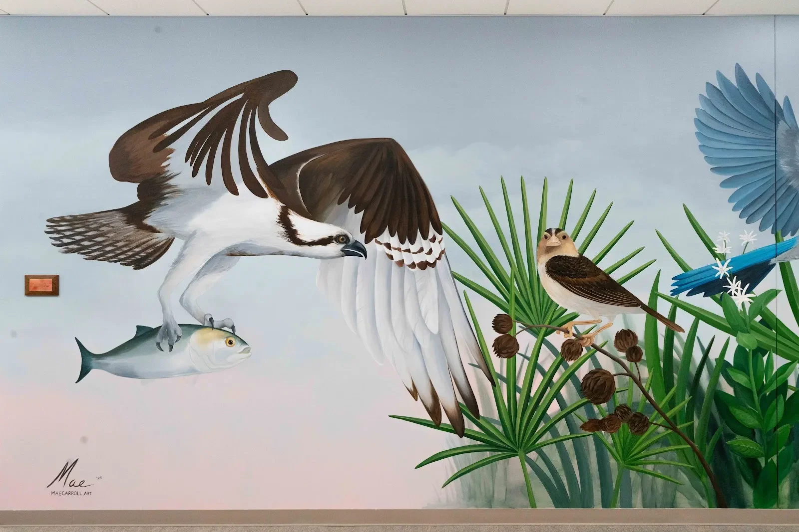 Pelican and Warblers by the Marsh Mural in Lakeland, FL