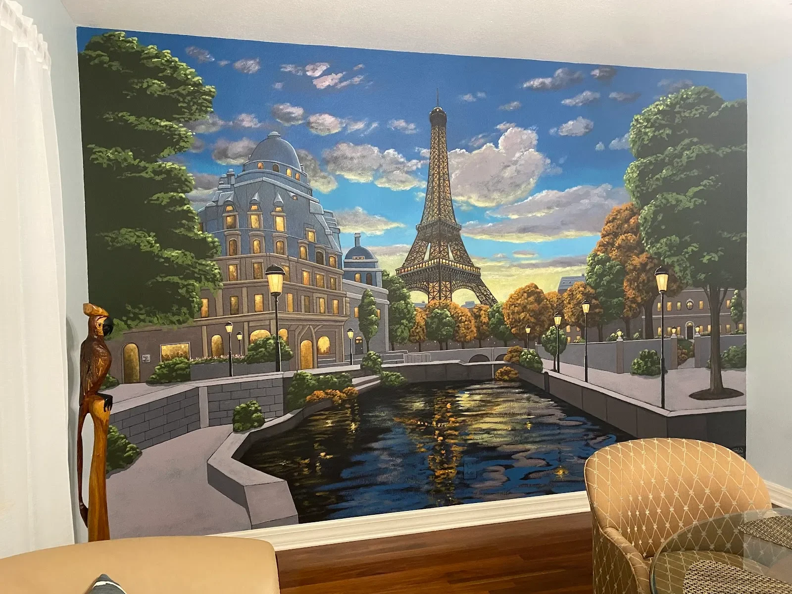 Parisian Canal with Eiffel Tower at Sunset Mural in Lakeland, FL