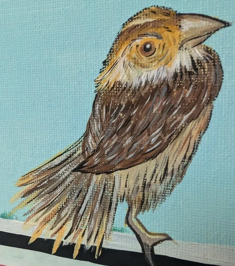 Brown and White Bird with Golden Eye Mural in Tampa, FL