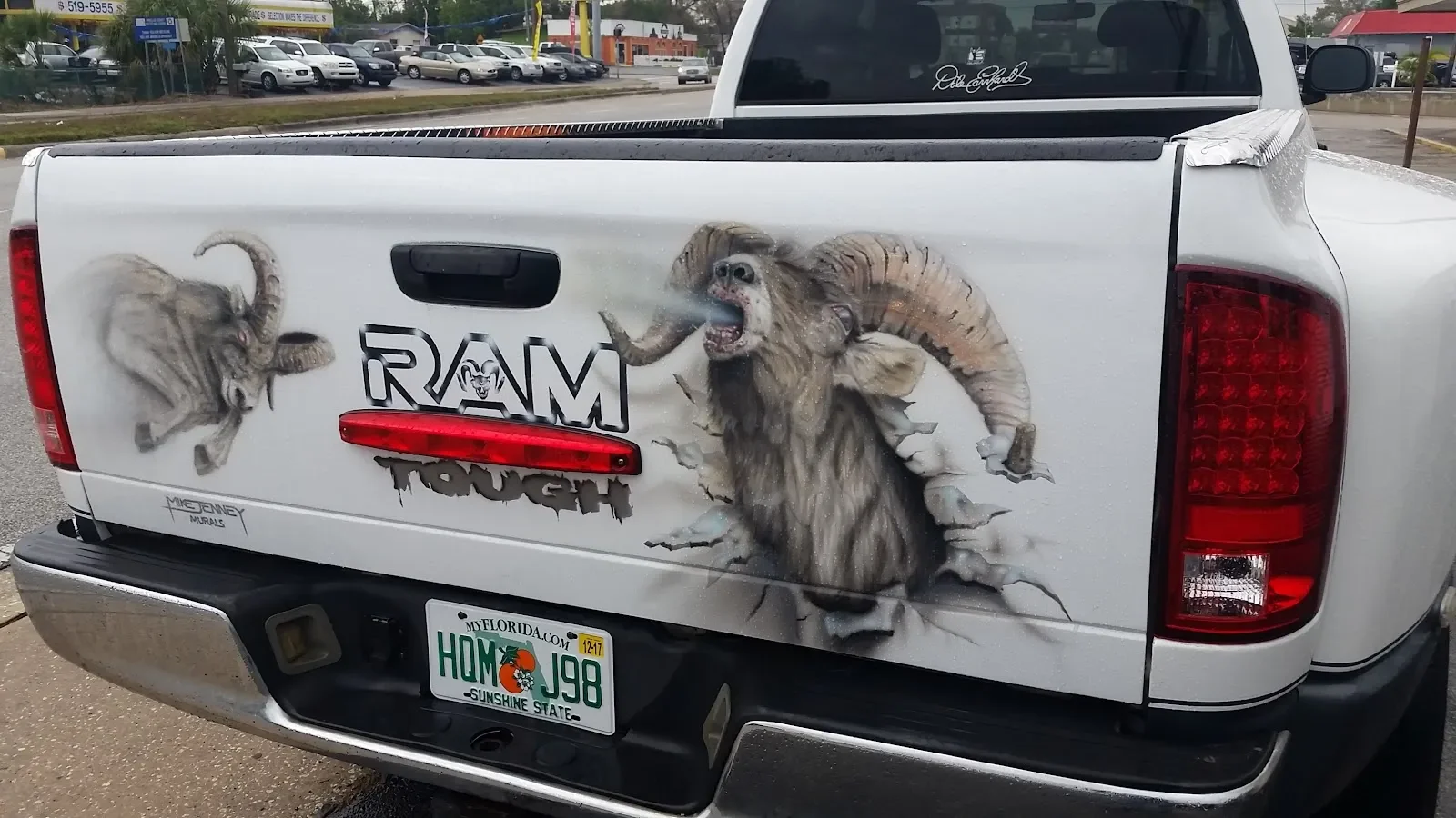 Aggressive Ram with Curved Horns Mural in St. Petersburg, FL
