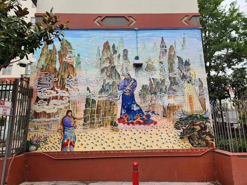 Mystical Castle Landscape with Floating Figures Mural in San Francisco, CA