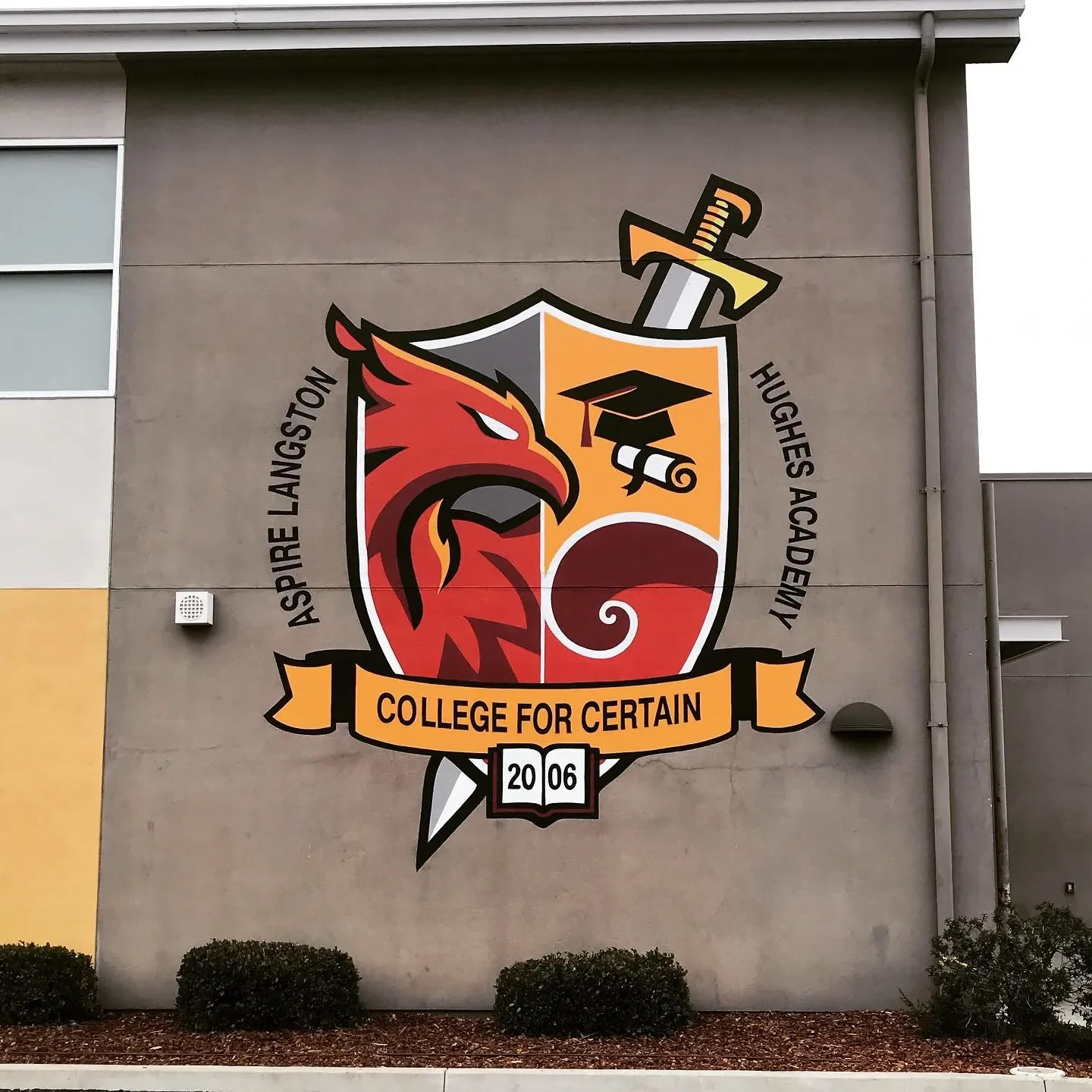 Aspire Langston Hughes Academy Crest Mural in Stockton, CA