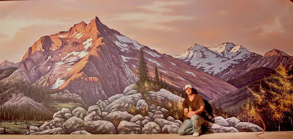 Alpine Peak with Boulder Field and Hiker Mural in Oceanside, CA