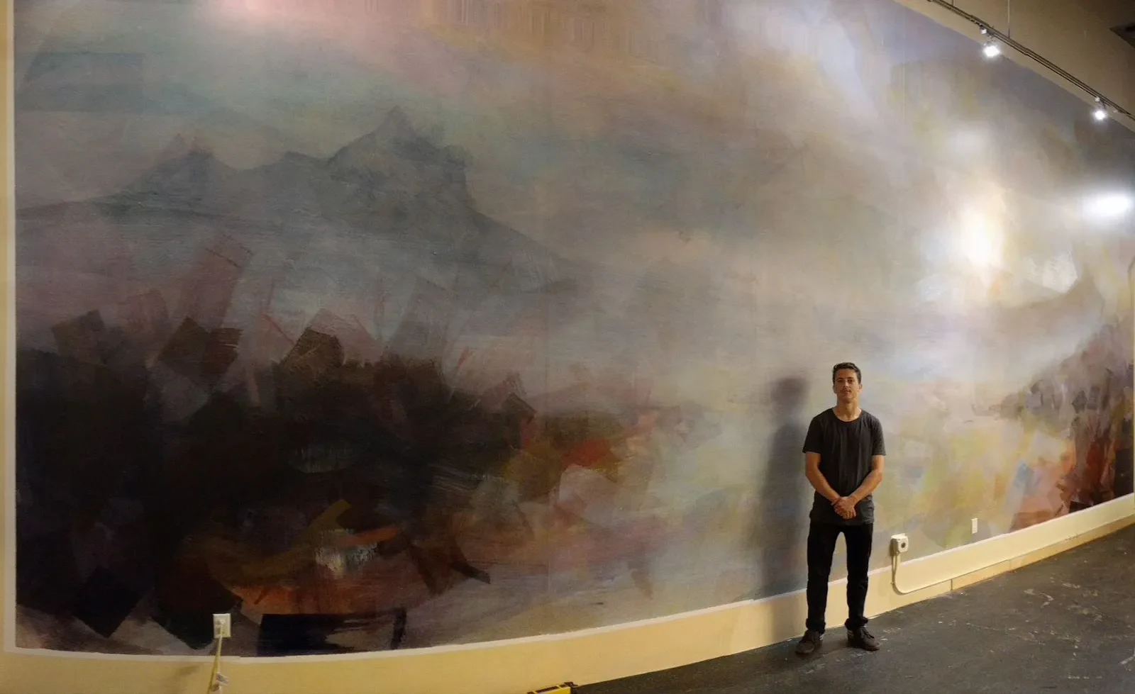 Mountain Landscape in Misty Atmosphere Mural in Long Beach, CA