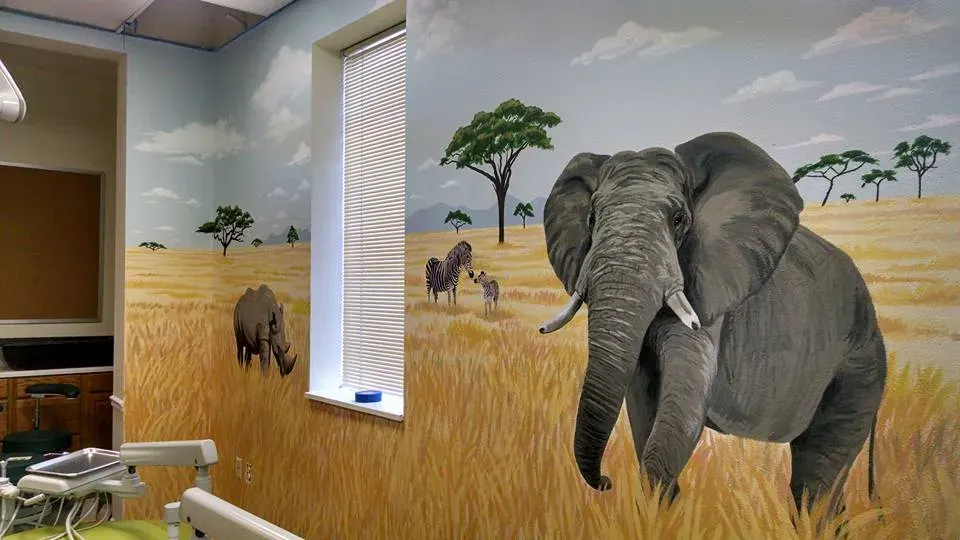 African Savanna Wildlife Scene Mural in Provo, UT