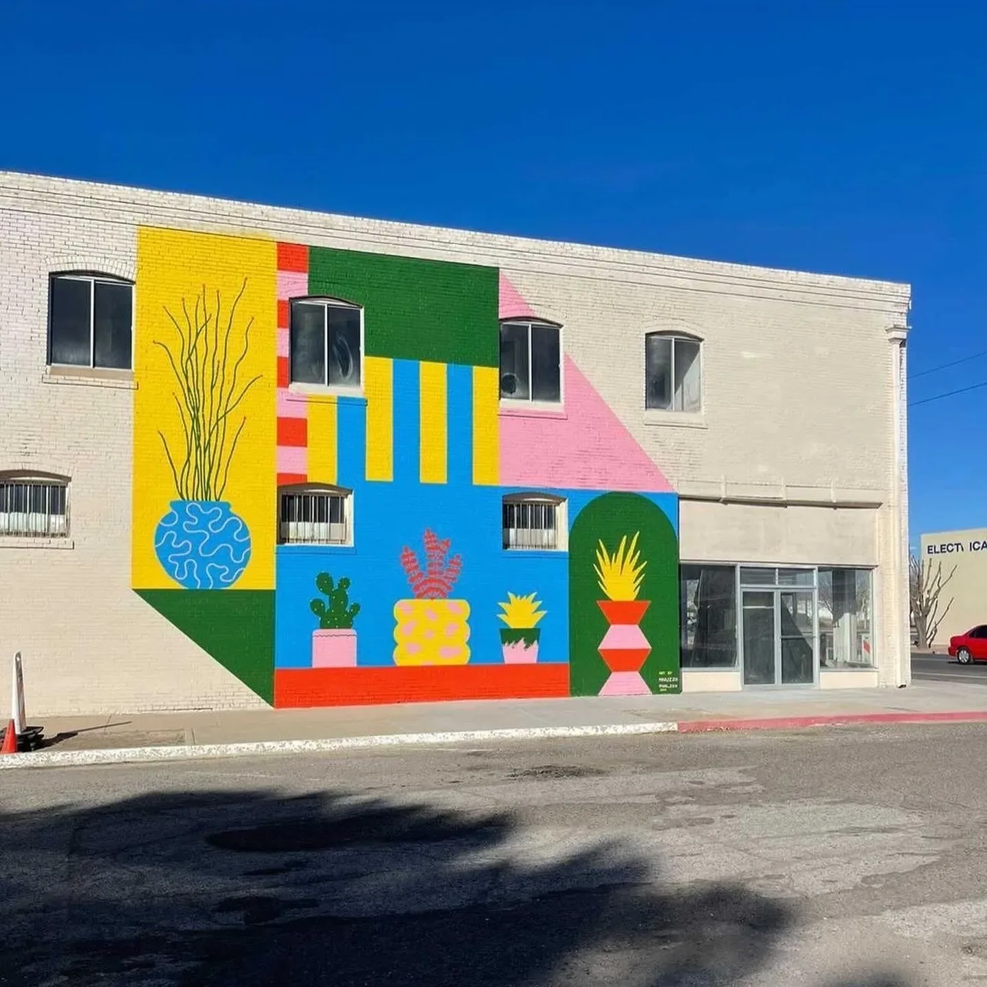 Colorful Potted Plants and Botanical Garden Mural in Glendale, AZ