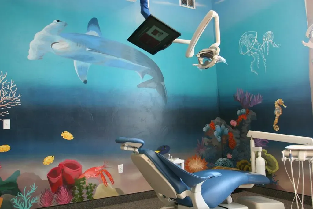 Ocean Dentistry: Sharks and Coral Below Mural in Provo, UT