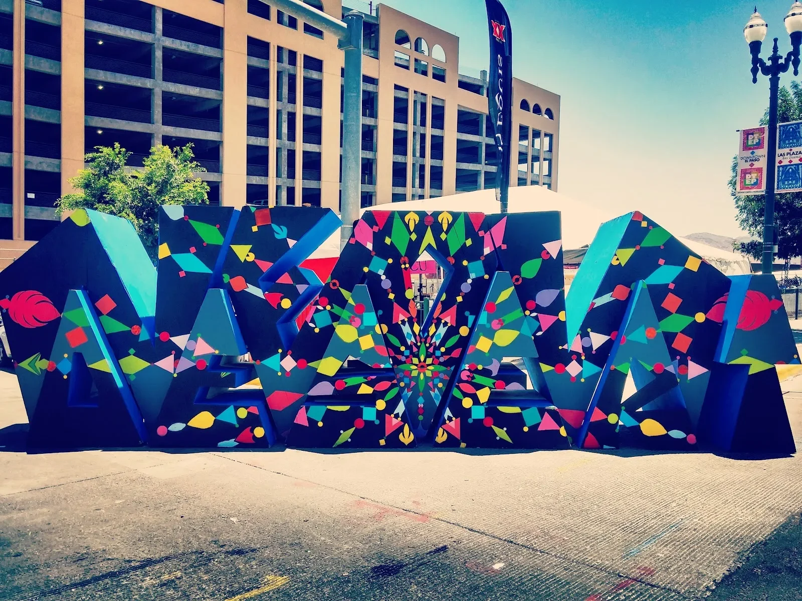 Geometric Radiance with Colorful Confetti Burst Mural in El Paso, TX