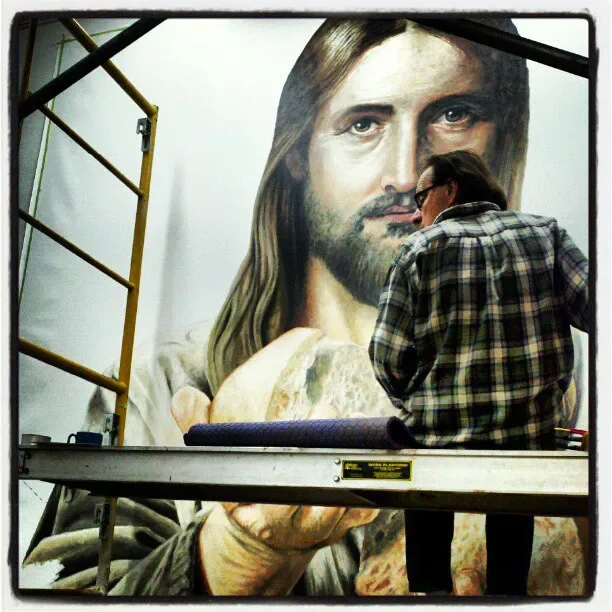 Bearded Man with Serene Gaze Mural in Peoria, AZ