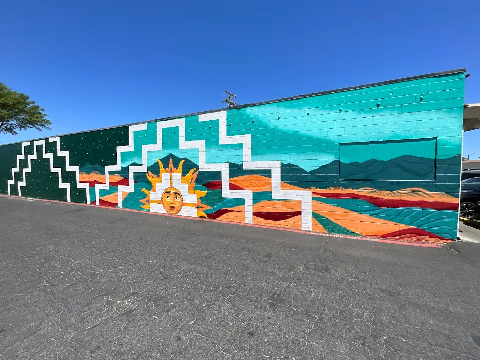 Sun Rising Over Desert Mountains Mural in Sacramento, CA
