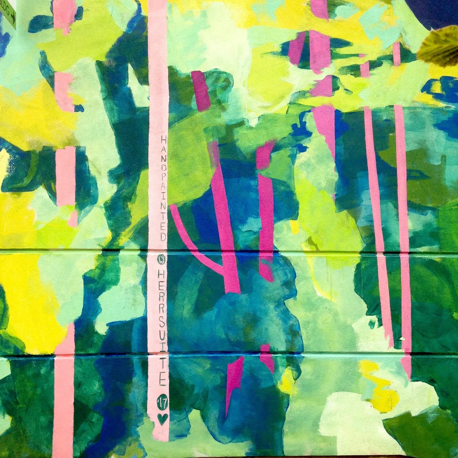Fragmented Silhouette in Neon and Green Mural in Richmond, VA