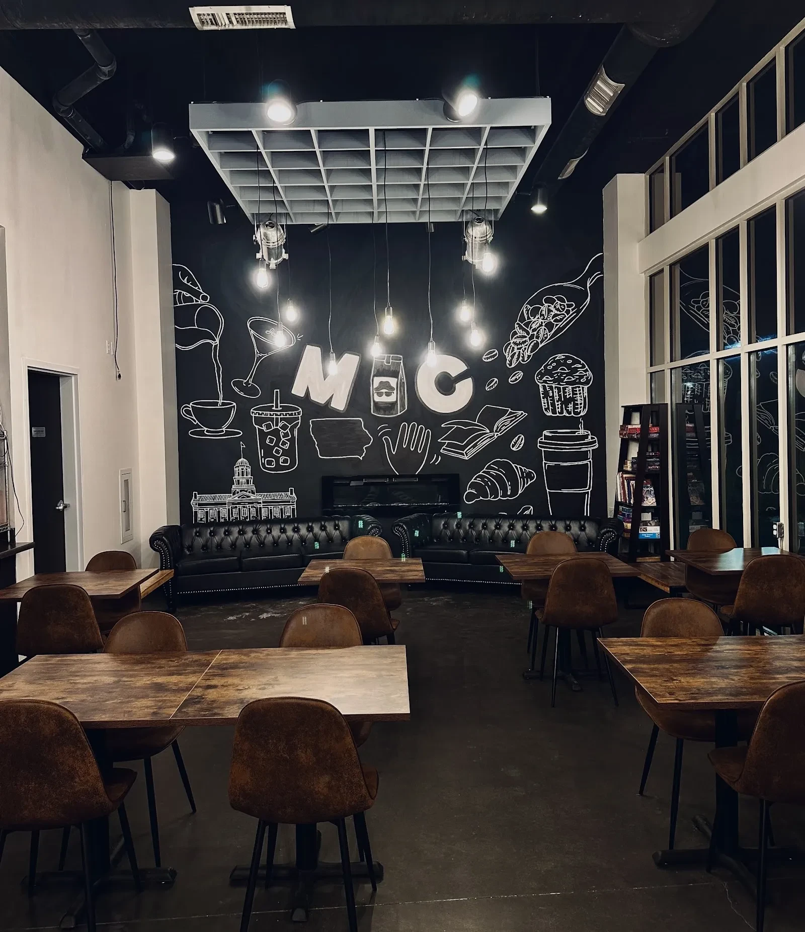 Brew and Bites Line Art Celebration Mural in Madison, WI
