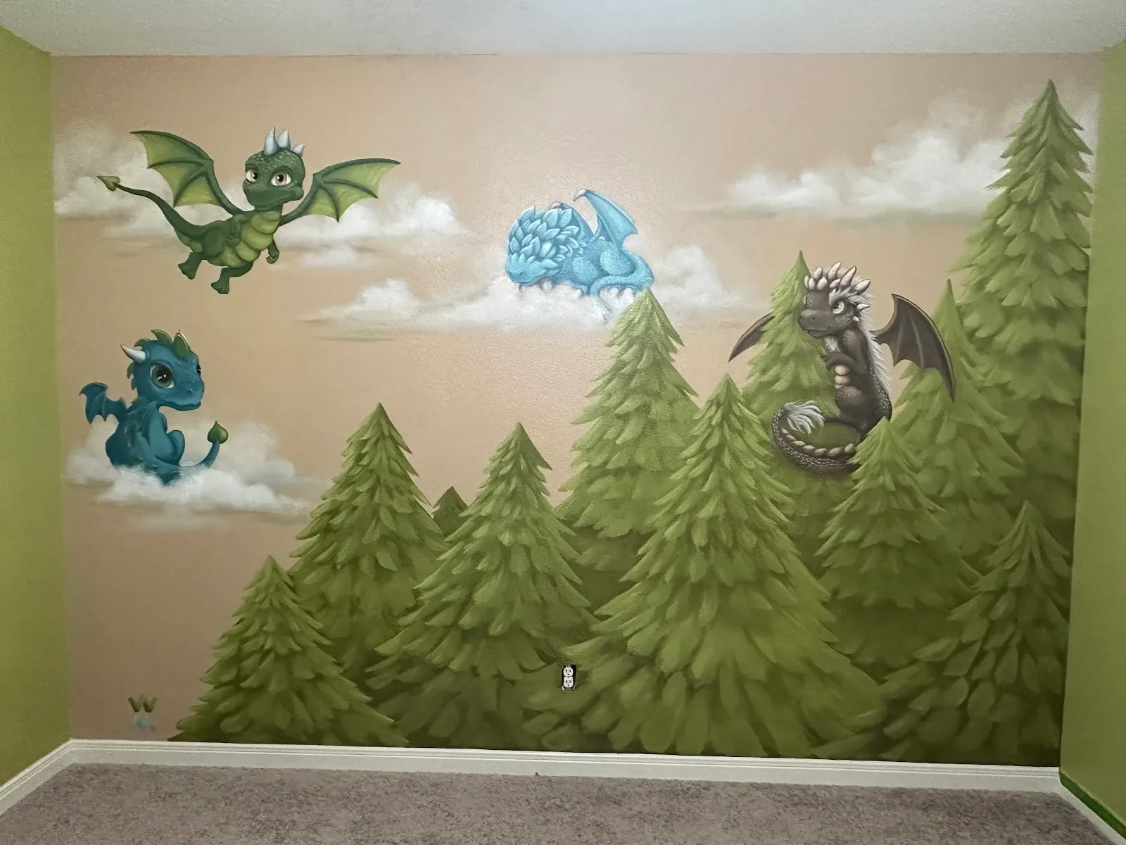 Dragons Among the Forest Pines Mural in Austin, TX