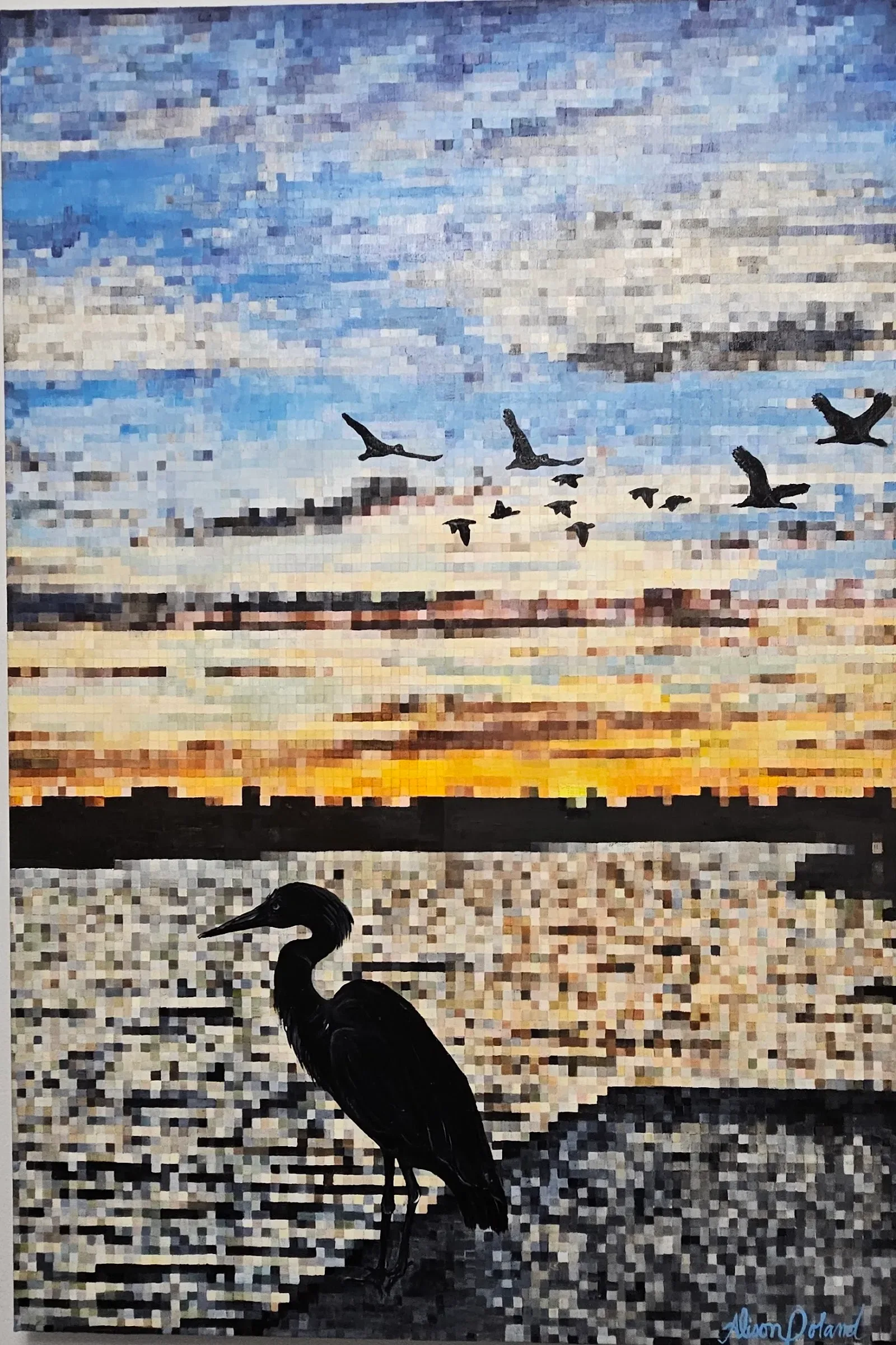 Heron Watches Flock Take Flight Mural in Springfield, MO