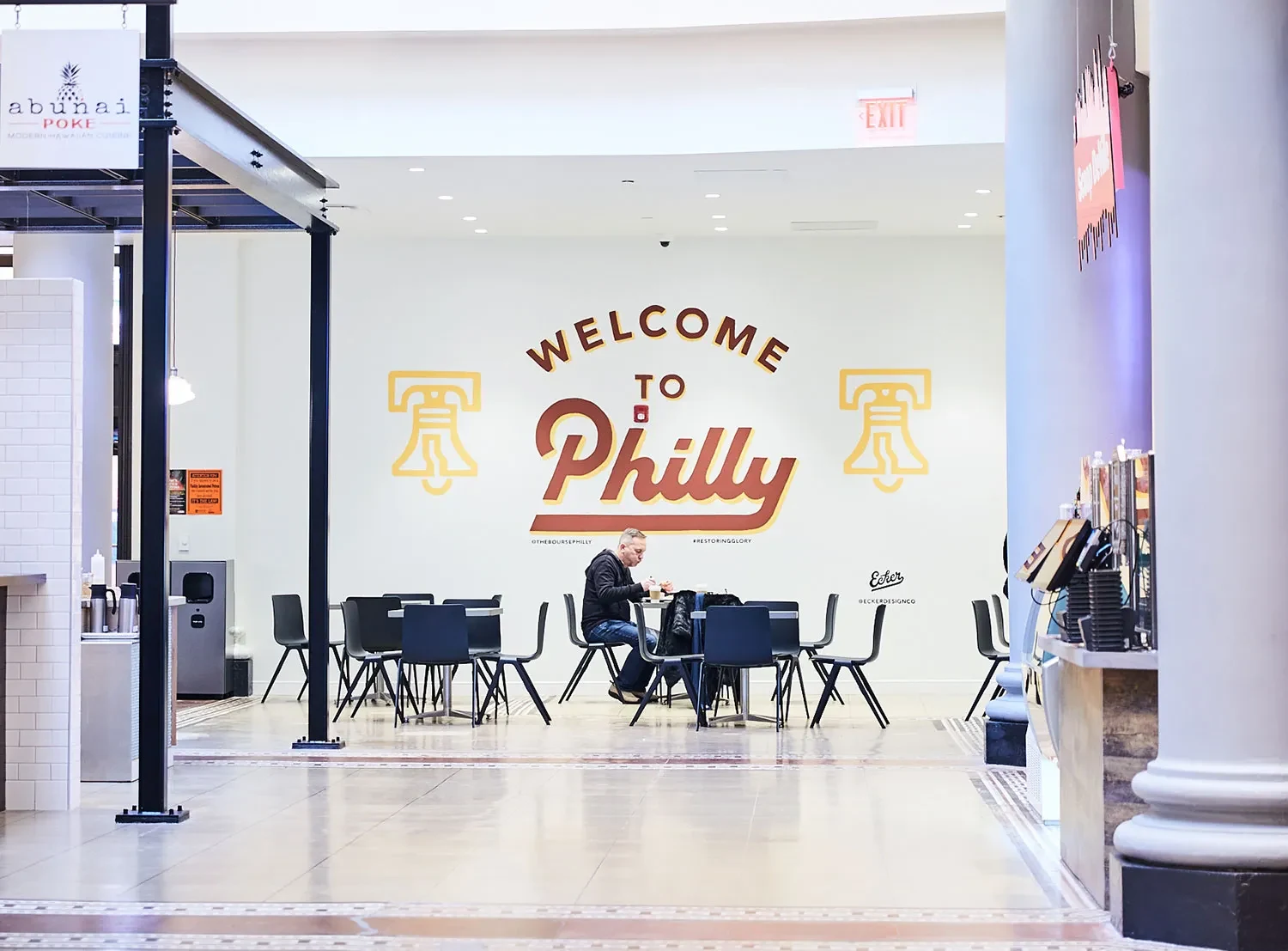 Welcome to Philly with Liberty Bell Icons Mural in San Diego, CA