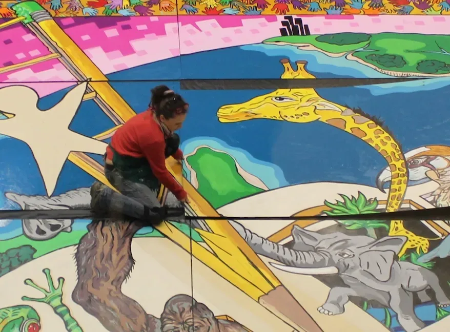 Giraffe and Elephant Savanna Adventure Mural in Bridgeport, CT