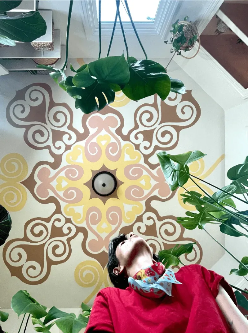 Ornate Mandala with Scrolling Flourishes Mural in Glendale, CA