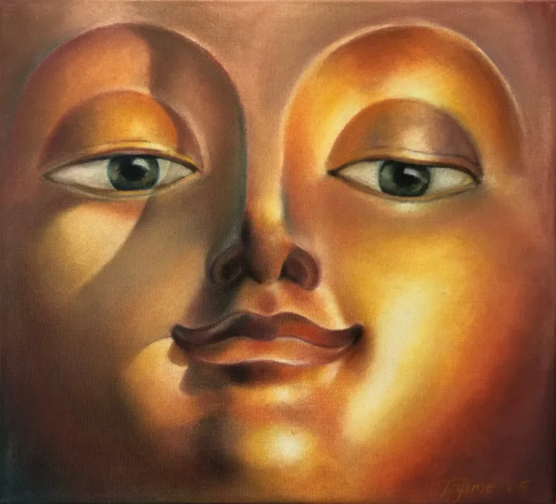 Two Faces With Watchful Eyes Mural in Sunnyvale, CA