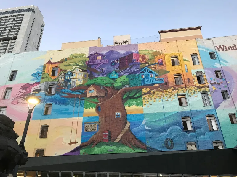 Tree of Colorful Houses and Dreams Mural in San Francisco, CA