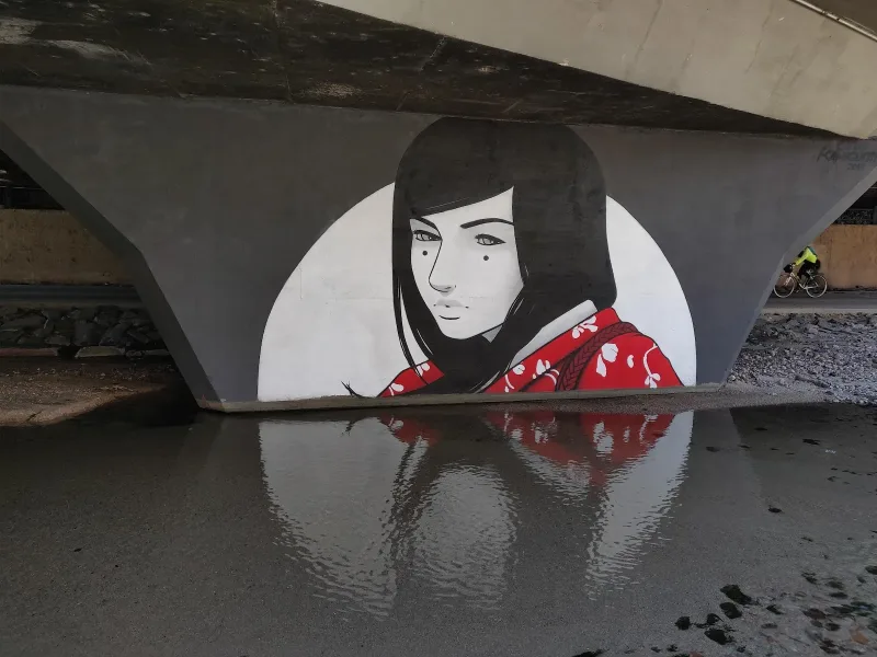 Woman in Red Floral Jacket Mural in Thornton, CO in Thornton