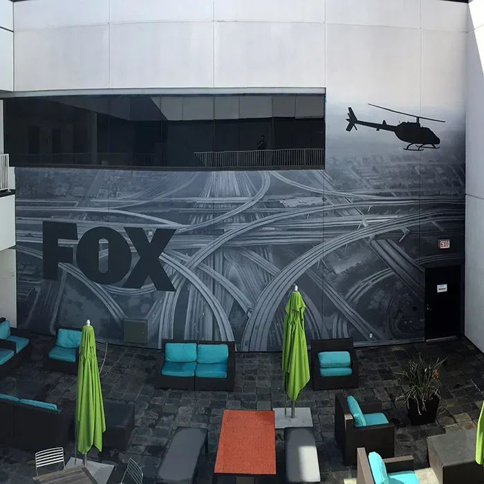 Helicopter Over Tangled Highways Mural in Los Angeles, CA