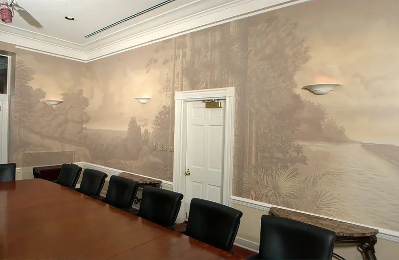 Misty Riverscape with Cypress Trees Mural in Jackson, MS