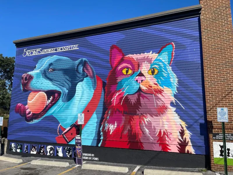 Colorful Dog and Cat Companions Mural in Nashville, TN in Nashville