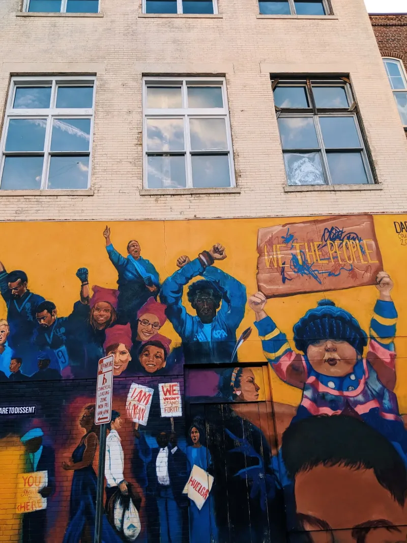 Dare Coulter #DareToDissent mural for ACLU of North Carolina mural work 3 in Cary