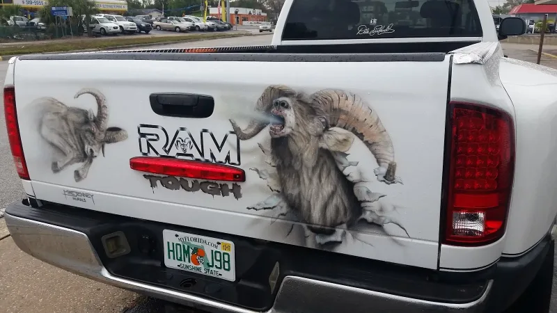 Aggressive Ram with Curved Horns Mural in St. Petersburg, FL