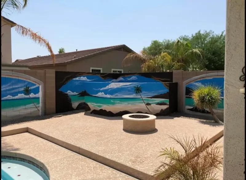 Tropical Island Paradise with Palm Trees Mural in Chandler, AZ