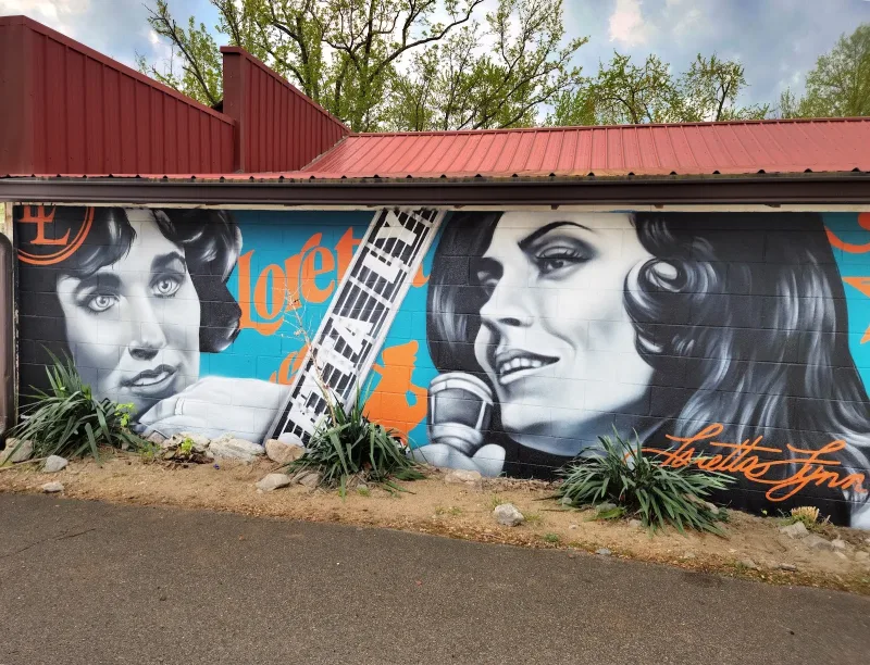 Vintage Women with Guitar and Microphone Mural in Nashville, TN in Nashville