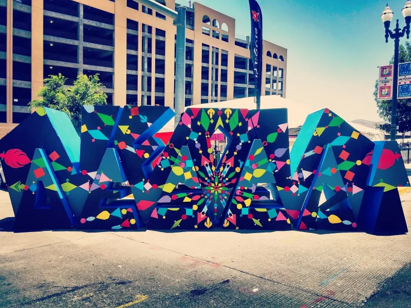 Geometric Radiance with Colorful Confetti Burst Mural in El Paso, TX in El Paso