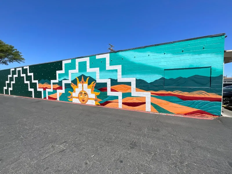 Sun Rising Over Desert Mountains Mural in Sacramento, CA