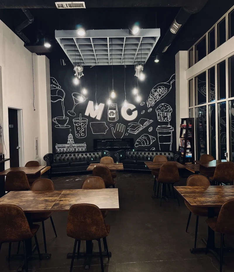 Brew and Bites Line Art Celebration Mural in Madison, WI