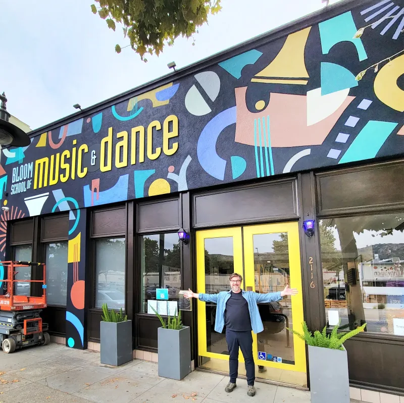 Geometric Harmony of Music and Movement Mural in Rancho Cucamonga, CA