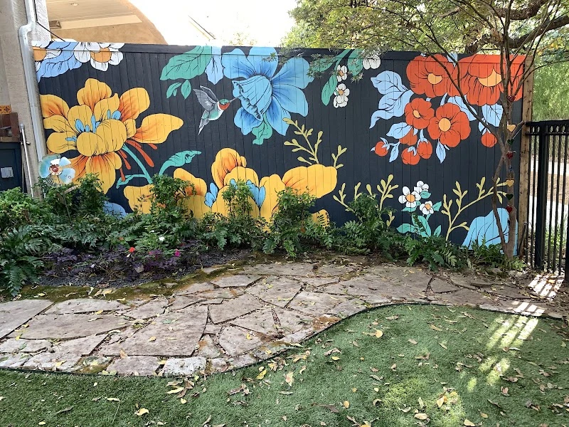 Vibrant Garden Blooms on Dark Canvas Mural in Dallas, TX