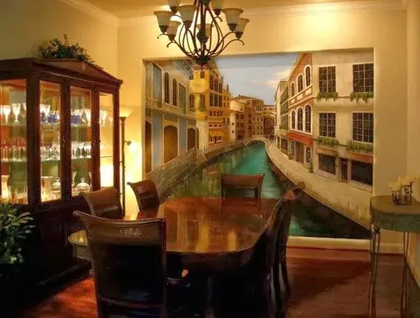 Venetian Canal at Golden Hour Mural in Roseville, CA