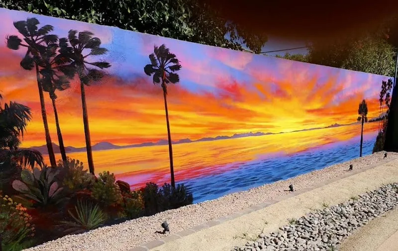 Tropical Sunset Over Coastal Waters Mural in Mesa, AZ