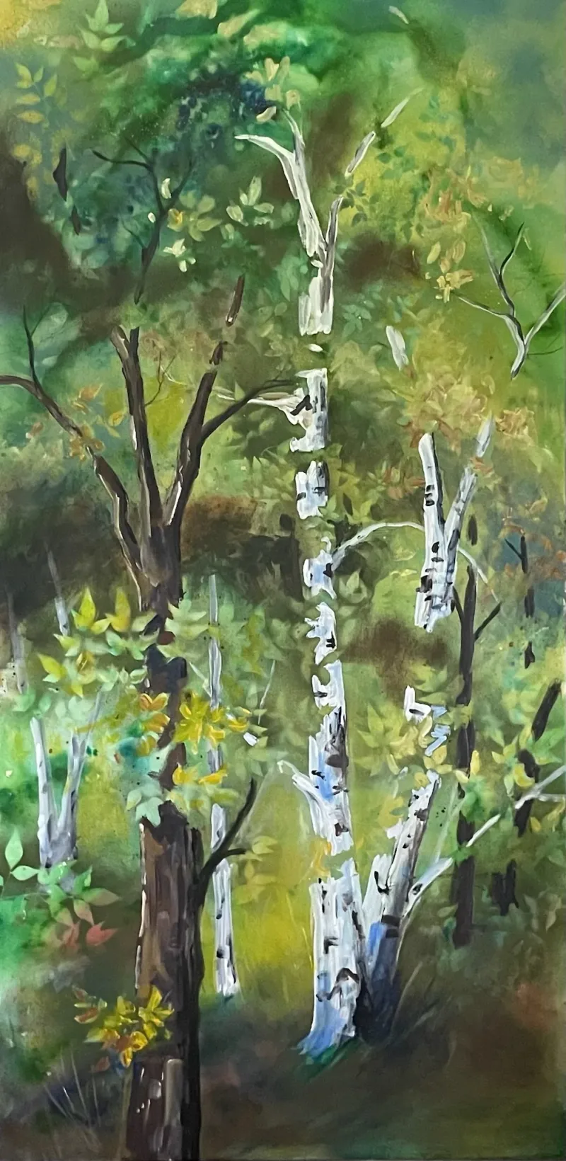 Birch Trees in Verdant Forest Mural in San Bernardino, CA