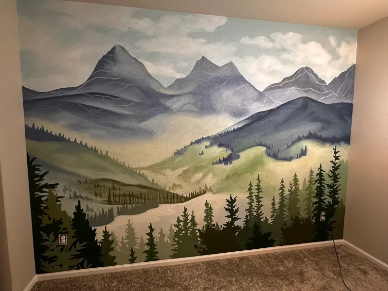 Mountain Valley with Evergreen Forest Mural in Pueblo, CO