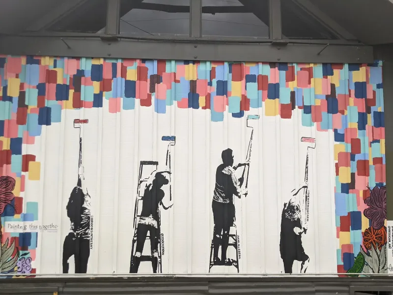 Collaborative Painters Creating Colorful Futures Mural in San Antonio, TX in San Antonio
