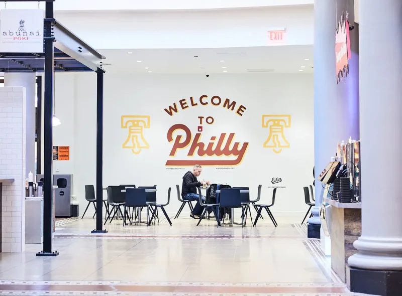 Welcome to Philly with Liberty Bell Icons Mural in San Diego, CA